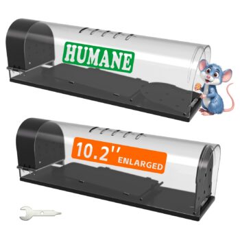 Makenook Humane Mouse Traps for Mice and Rats, 10.2 Inch, Safe, Reusable, Live Catch and Release Trap, Indoor and Outdoor Use, No Kill, Pet Friendly, 2 Pack